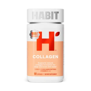 HABIT Suplemento de Colágeno Péptidos de Colágeno Tipo 1 y 3, Vitamina C y E, 60 Cápsulas