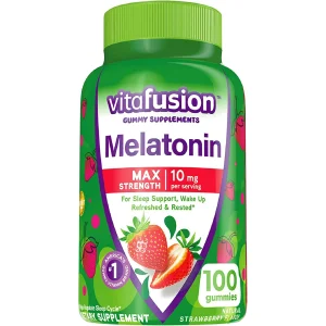 Melatonina Vita Fusion, gomitas sabor fresa para dormir.